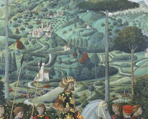 Johannes VII Palaeologus (1391-1448), Oost-Romeinse keizer, als Balthasar, een van de Drie Koningen, detail uit de cyclus Reis der Koningen in de kapel, ca. 1460 (fresco) door Benozzo di Lese di Sandro Gozzoli