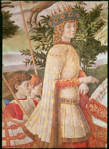 De Processie van de Wijzen, de processie geleid door Lorenzo de Magnifieke in de gedaante van de Wijze Caspar, (detail) door Benozzo di Lese di Sandro Gozzoli