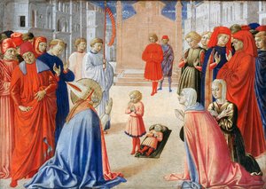 Sint Zenobius wekt een jongen op uit de dood door Benozzo di Lese di Sandro Gozzoli