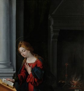 De annunciatie door Benvenuto Tisi