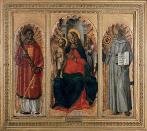 Drieluik, Maagd met kind met St. Leonard (of Stefanus) en St. Bernardino van Siena