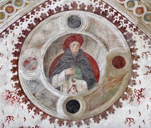 Voorstelling van een Dominicaanse Kardinaal (Een Dominicaanse Kardinaal) Fresco door Bernardino Zenale en Bernardino Butinone