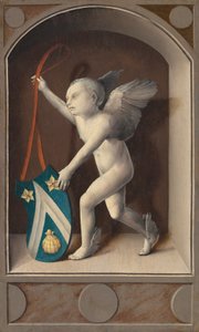 Putto met Wapens van Jacques Coëne [achterkant], ca. 1513 door Bernaert van Orley