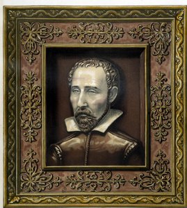 Portret van Bernard Palissy, uitgevoerd in aardewerk door hemzelf - in "The work of Bernard Palissy" door C. Delange en C. Borneman, Parijs