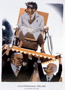 Cartoon van Louis-Ferdinand Celine - Illustratie door Bernard Becan in 