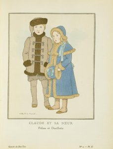 Claude en zijn zus - Pelisse en Douilette door Bernard Boutet de Monvel