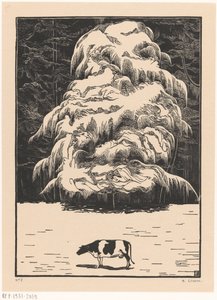 Koe bij een lariks door Bernard Essers (signed by artist)