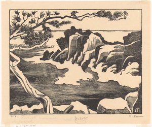 Rotskust bij Saint-Raphaël door Bernard Essers (signed by artist)