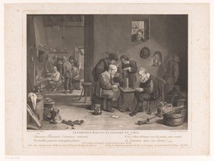 Herberginterieur met kaartspelende figuren