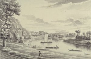 Een Westelijk Uitzicht op Hampton Court Ferry en Hampton Church in de Verte, 1731-33 door Bernard III Lens