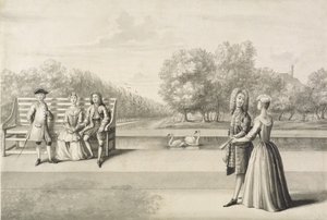Figuren aan de oever van het Long Water, Hampton Court Palace