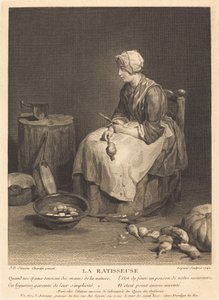 De Harkster door Bernard Lépicié after Jean Siméon Chardin