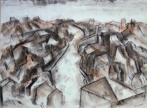 Een rustige straat door Bernard Meninsky