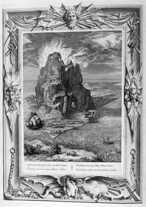Enceladus in gevecht bij de Etna (gravure)