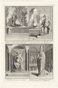 Vier Chinese goden, 1728 door Bernard Picart