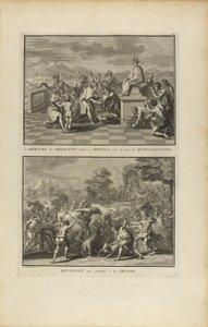 De Mercurius van de aanbeden Mexicanen.../Divijn die de Jacht leidt door Bernard Picart