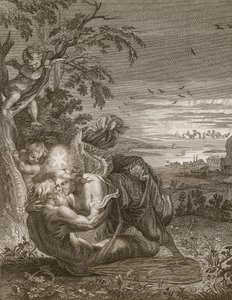 Tithonus, de Echtgenoot van Aurora, Veranderd in een Sprinkhaan, 1731 door Bernard Picart