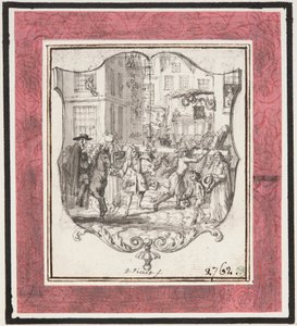 Vignette. Straßenszene eingefügt in Schildrahmen door Bernard Picart