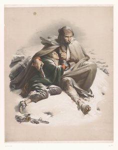 Gewonde soldaten in een winterlandschap