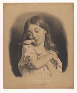 Jong meisje met een vogel op haar schouder