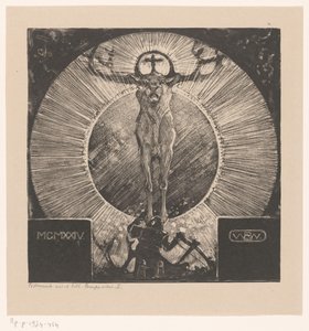Figuur voor de verschijning van een hert door Bernard Willem Wierink (signed by artist)