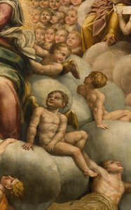 Apsis, Altaarstuk door Bernardino Gatti genaamd Il Sojaro voltooid door Giovanni Battista Trotti genaamd IL Malosso, Hemelvaart van de Maagd