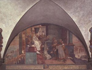 St. Antoninus Presenteert Zichzelf aan Paus Eugenius III als Ambassadeur, lunet