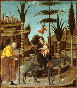 De Vlucht naar Egypte, c. 1485 door Bernardino Butinone