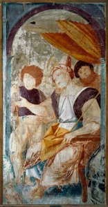 Italië, Varallo, schilderijfragment van De Geseling door Bernardino Lanino