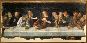 Italië, Vercelli, Laatste Avondmaal schilderij door Bernardino Lanino