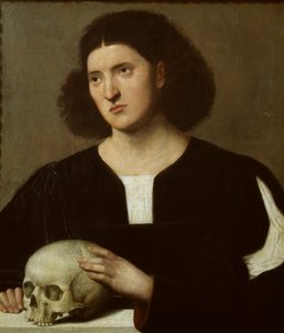 Portret van een jonge Man met een Schedel, c1510-1515 door Bernardino Licinio