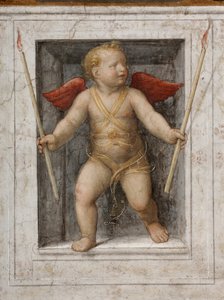 Een engel met kaarsen detail (fresco)