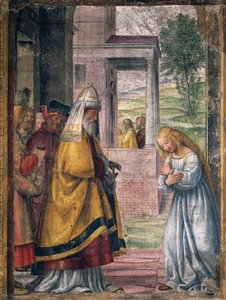 Maria neemt afscheid in de Tempel, fresco door Bernardino Luini uit de Sint-Jozefskapel in de Kerk van Santa Maria della Pace in Milaan door Bernardino Luini