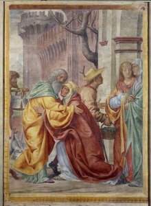 Ontmoeting van St. Anna en St. Joachim bij de gouden deur door Bernardino Luini