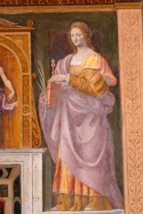 Sint Lucia, fresco door Bernardino Luini in de kerk van Sint-Mauritius in het Maggiore-klooster, Milaan, Lombardije, Italië door Bernardino Luini