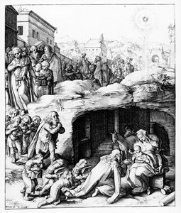 De aanbidding der wijzen, gegraveerd door Hendrik Goltzius, c.1585 door Bernardino Passeri