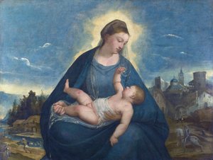 De Madonna en Kind door Bernardino da Asola