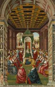 Enea Piccolomini voor paus Eugenius IV
