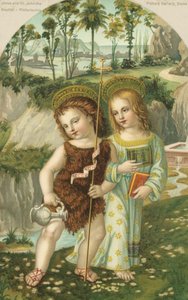 Jezus Christus en Johannes de Doper door Bernardino di Betto (after) Pinturicchio