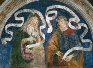 De apostel Jacobus de Grote en de profeet Zefanja door Bernardino di Betto (workshop of) Pinturicchio