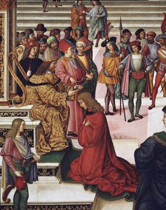 Enea Silvio Piccolomini (Pius II) gekroond tot dichter door keizer Frederik III (detail) door Bernardino di Betto Pinturicchio