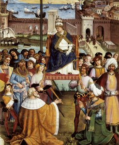 Paus Pius II zegent de vloten voordat ze op 15 augustus 1464 vertrekken uit Ancona naar het Heilige Land (detail)