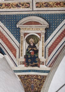St. Augustinus van Hippo, detail van de Kerkleraren (fresco) door Bernardino di Betto Pinturicchio