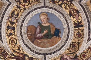 Sint Marcus, detail van De Vier Evangelisten (fresco) door Bernardino di Betto Pinturicchio