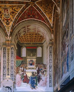 Verhalen van Pius II: Piccolomini verkozen tot kardinaal, Piccolomini-bibliotheek, kathedraal van Siena