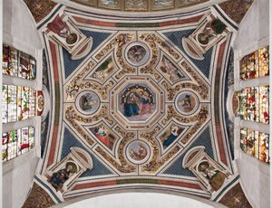 De Kroning van de Maagd (detail) door Bernardino di Betto Pinturicchio