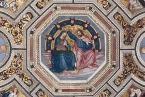 De Kroning van de Maagd Voute van het Koor door Pinturicchio (Bernardino di Betto) (1454-1513) - 1508-1510 Basiliek van Santa Maria del Popolo, Rome