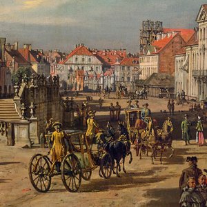 Kerk van het Heilig Kruis in Warschau (detail) door Bernardo Bellotto