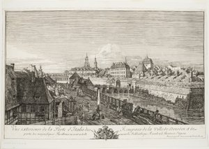 Buitenaanzicht van de Italiaanse poort van de vestingwerken van de stad Dresden