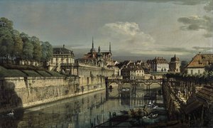 Duits: Dresden, am Zwinger Uitzicht op de gracht van de Zwinger door Bernardo Bellotto